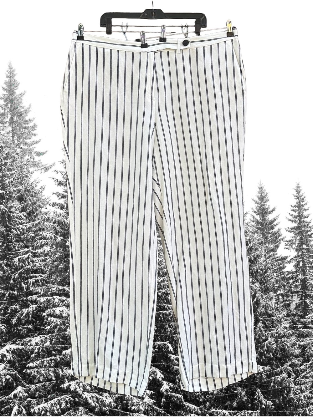 J Jill Striped Linen Blend Pants Trousers Navy Cream Womens Plus Size 24 NWT New